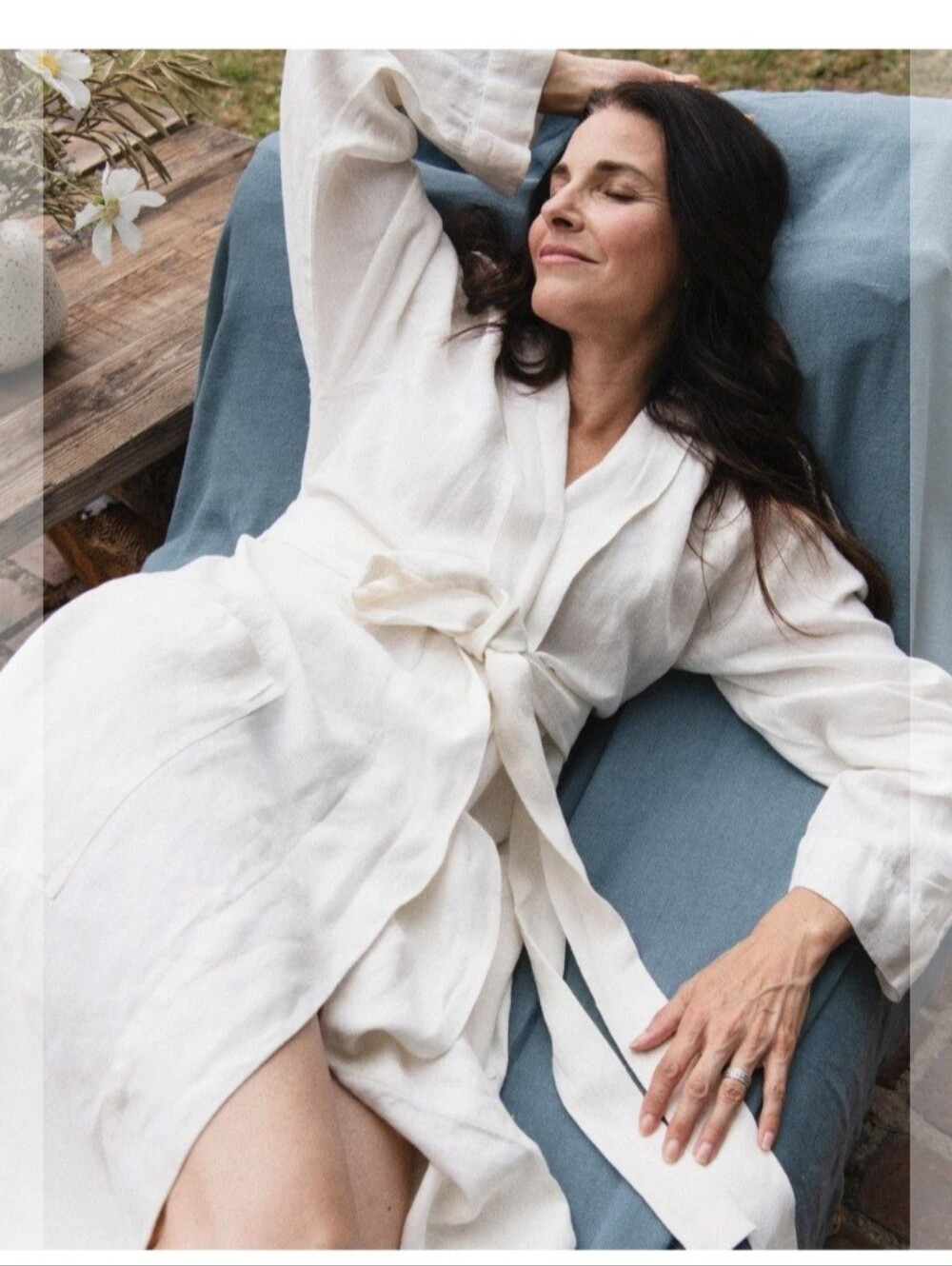 Rough Linen Premium White Flax Robe — Unisex Size Large